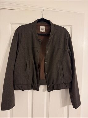 Autres Filles Brown Herringbone Bomber Jacket